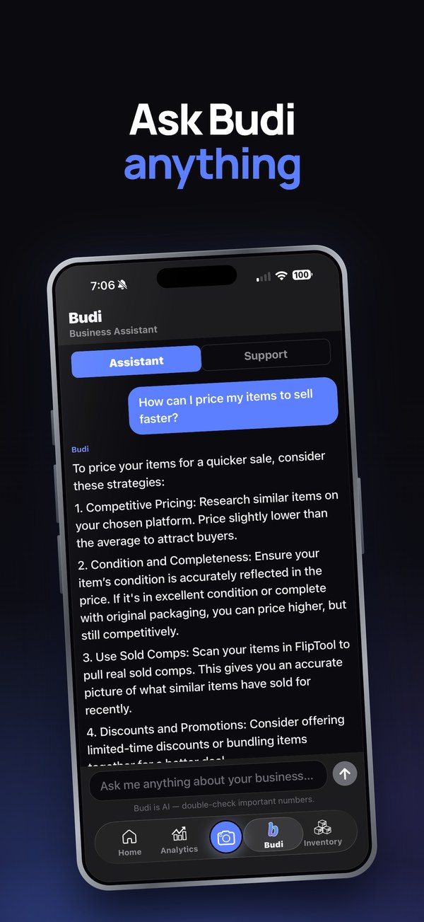 Budi AI assistant answering a question